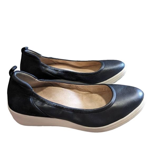 Vionic Jacey wedge black leather wedge slip on low heel shoe women's 9 - Picture 8 of 10